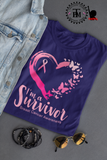 I'm A Survivor Heart Butterflies-Ribbon (Breast Cancer)