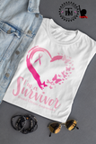 I'm A Survivor Heart Butterflies-Ribbon (Breast Cancer)