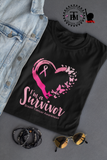 I'm A Survivor Heart Butterflies-Ribbon (Breast Cancer)