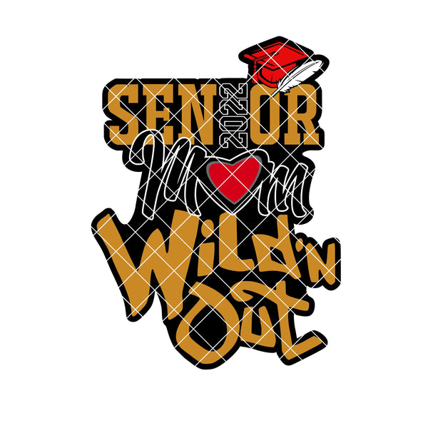 Senior Mom with Cap and Feather 'Wild-n-Out" (SVG/PNG)