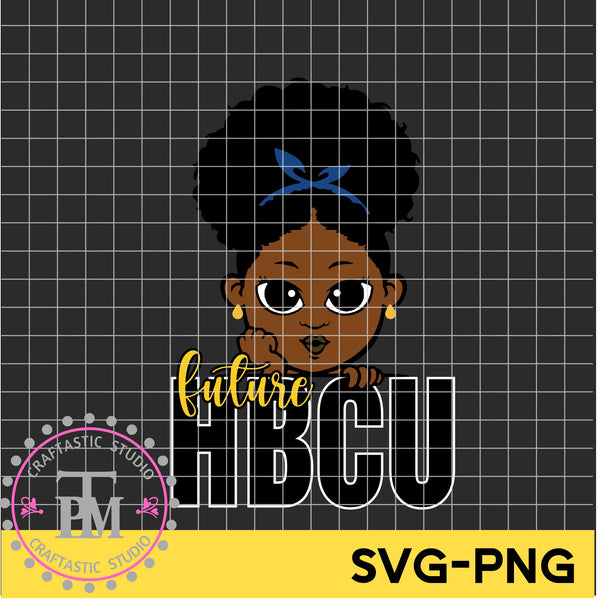 Peek A Boo Future HBCU Girl Afro Puff (SVG/PNG)