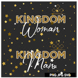 Kingdom Man / Kingdom Woman (SVG/PNG) includes 8 mock up