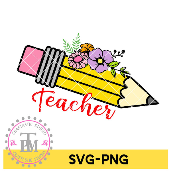 Teacher Flower Pencil (SVG/PNG)