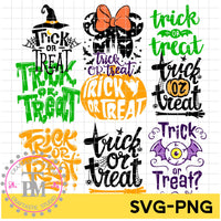 Trick or Treat Bundle - 9 designs  (SVG/PNG)