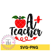 A+ Teacher Red Apple (SVG/PNG)