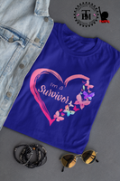 I'm A Survivor Heart Butterflies (Breast Cancer)