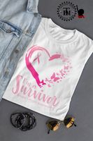 I'm A Survivor Heart Butterflies-Ribbon (Breast Cancer)